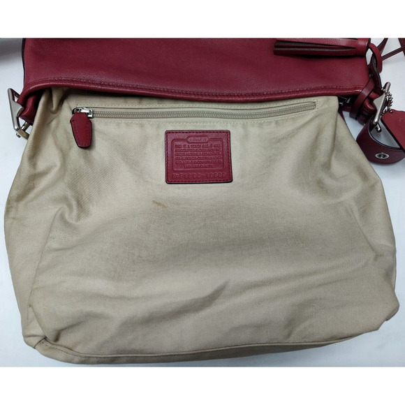 Coach Red Leather Duffle Zipper Closure Crossbody Shoulder Bag - Picture 13 of 16